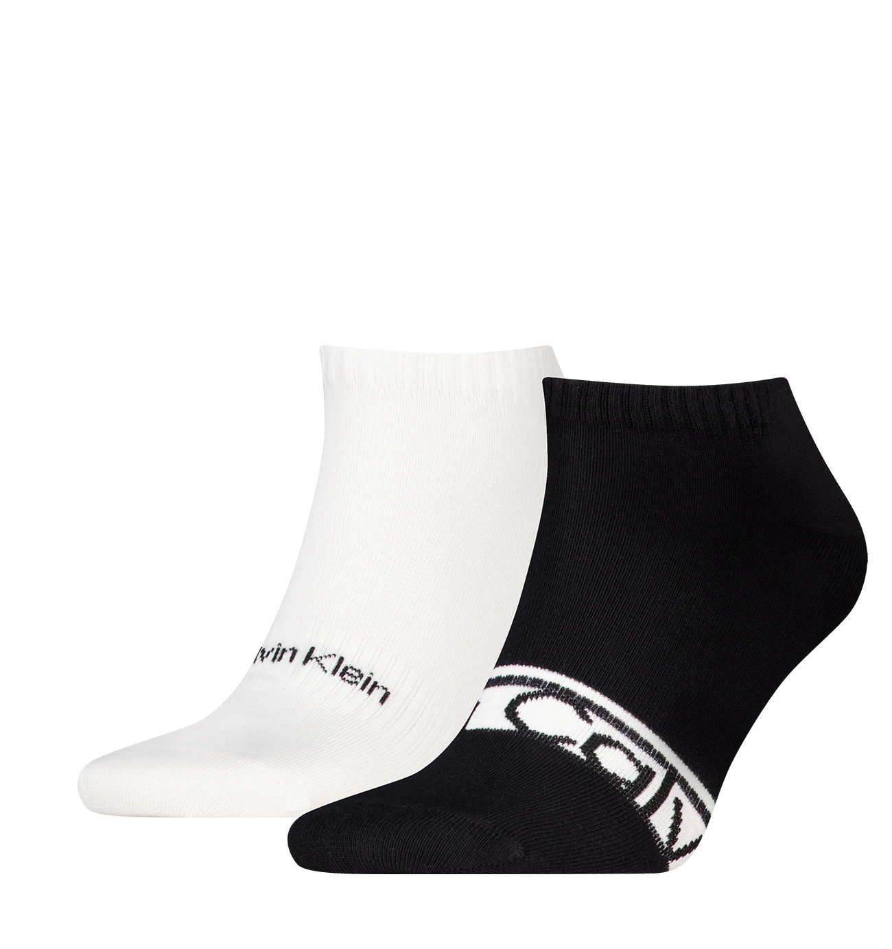 CALVIN KLEIN - pánske ponožky 2PACK Logo stripe členkové čierne