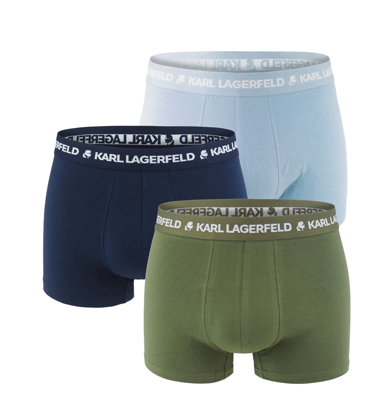 KARL LAGERFELD - boxerky 3PACK organic cotton logo LAGERFELD indigo & blu mood color