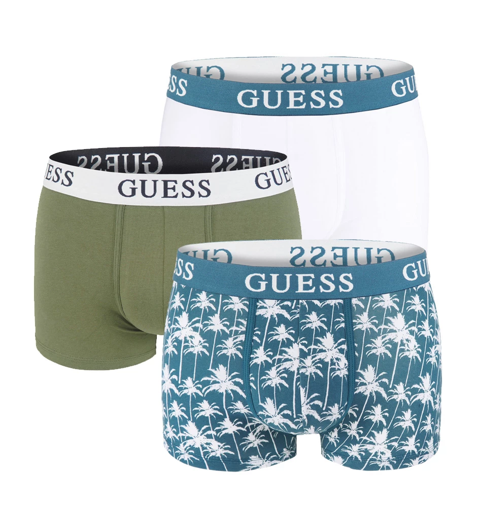 GUESS - 3PACK Guess modern logo palm blue boxerky z organickej bavlny - limitovaná edícia