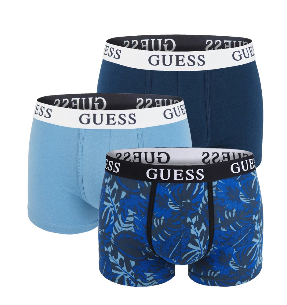 GUESS - boxerky 3PACK Guess modern floral blue z organickej bavlny - limitovaná edícia