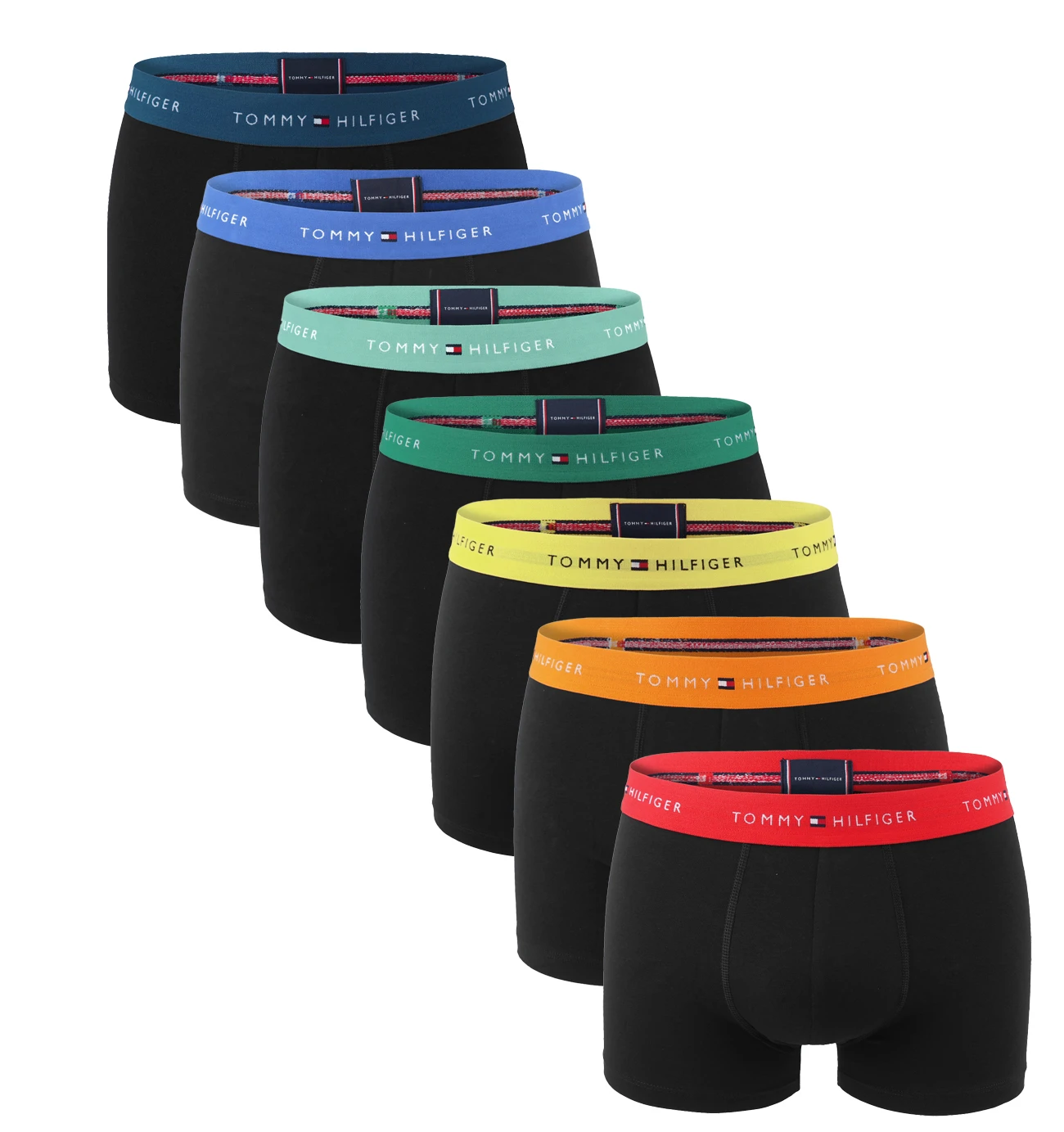 TOMMY HILFIGER - pánske boxerky 7PACK eco friendly cotton black / modern repeat logo