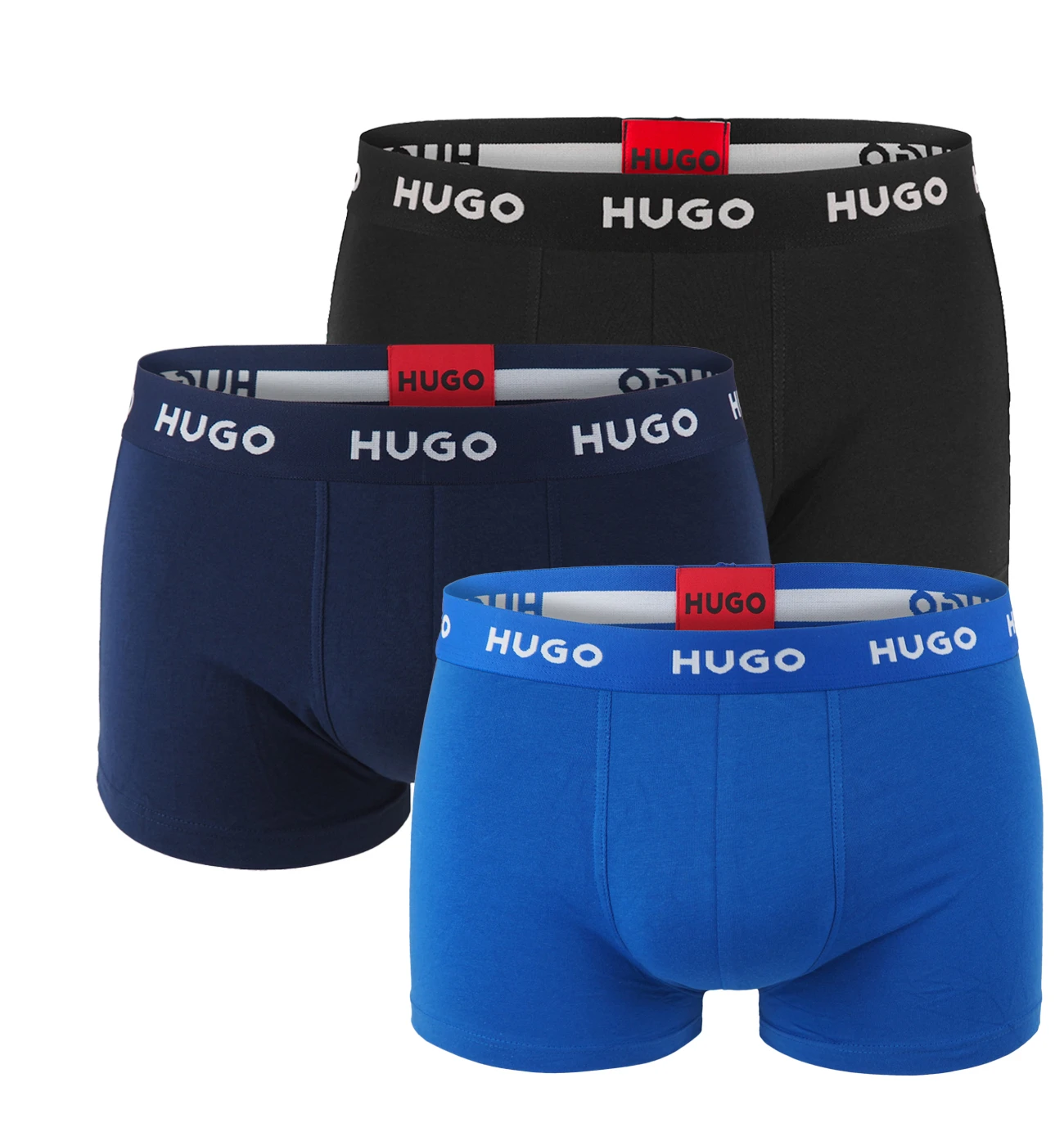 HUGO - boxerky 3PACK eco friendly cotton stretch midnight blue & black tones