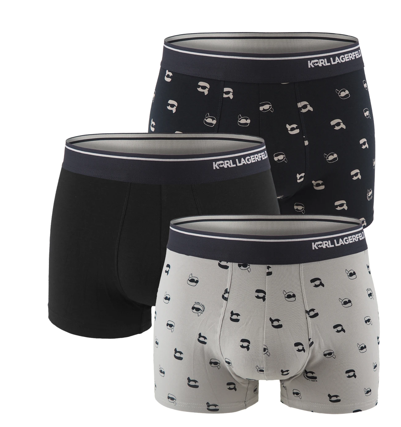 KARL LAGERFELD - boxerky 3PACK organic cotton Ikon mini KARL dark color combo