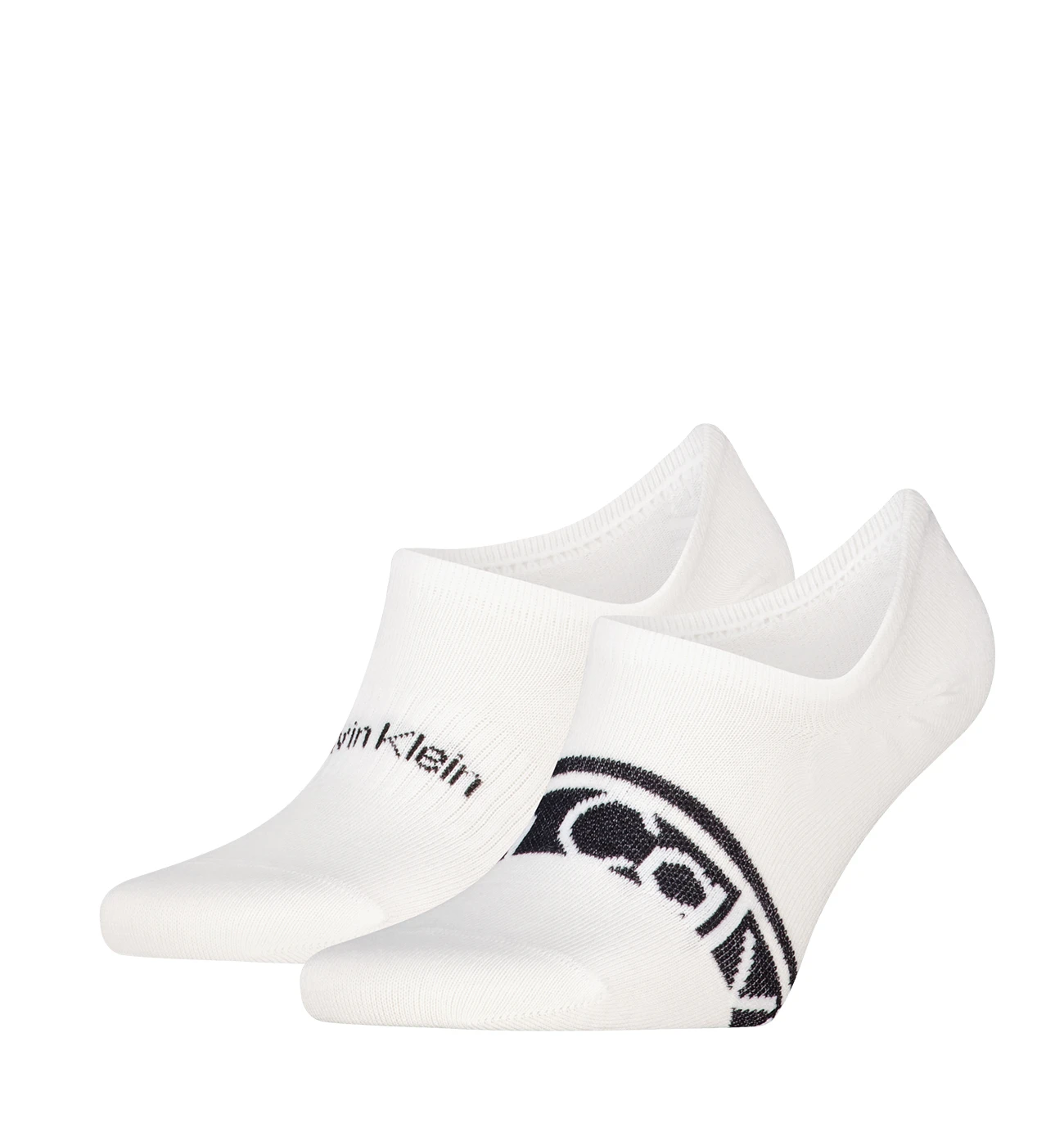 CALVIN KLEIN - pánske ponožky 2PACK Logo stripe neviditeľné biele