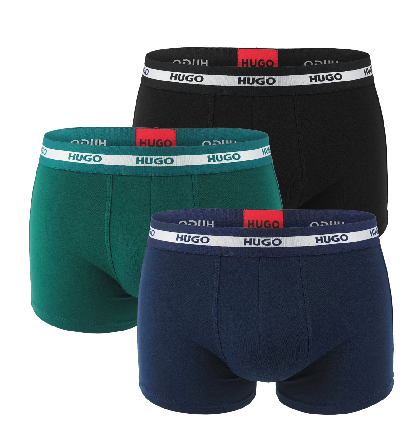 HUGO - boxerky 3PACK eco friendly organic cotton in black & bold green