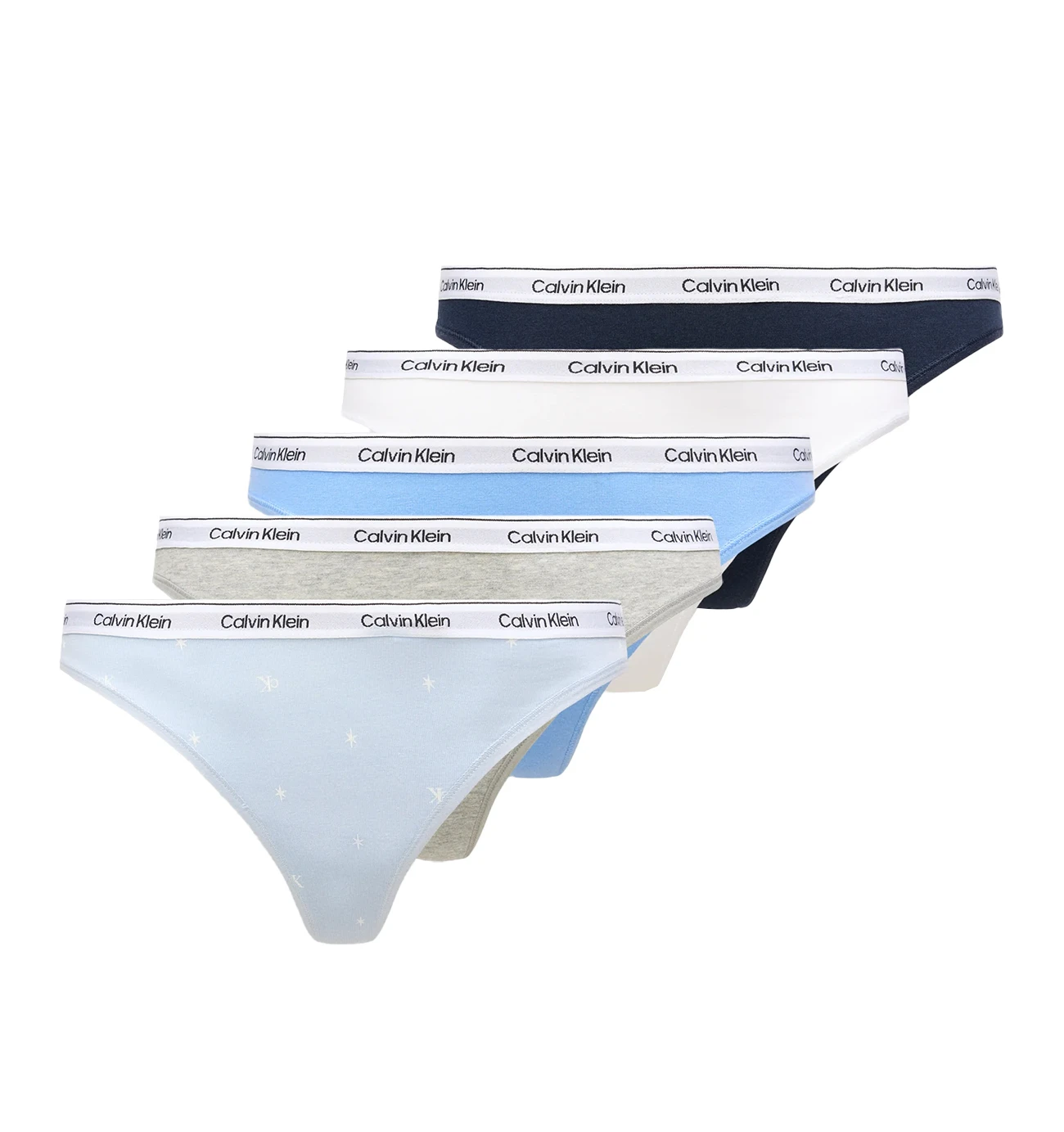 CALVIN KLEIN - tangá 5PACK Icon logo cotton stretch blue & white tones