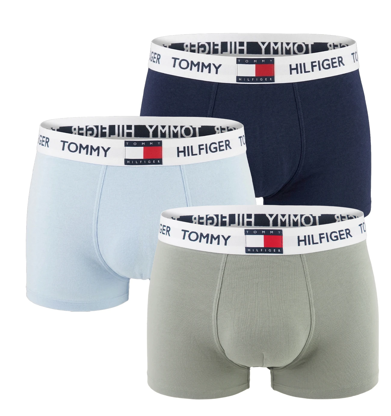 TOMMY HILFIGER - boxerky 3PACK TOMMY eco cotton stretch blue / forest tones