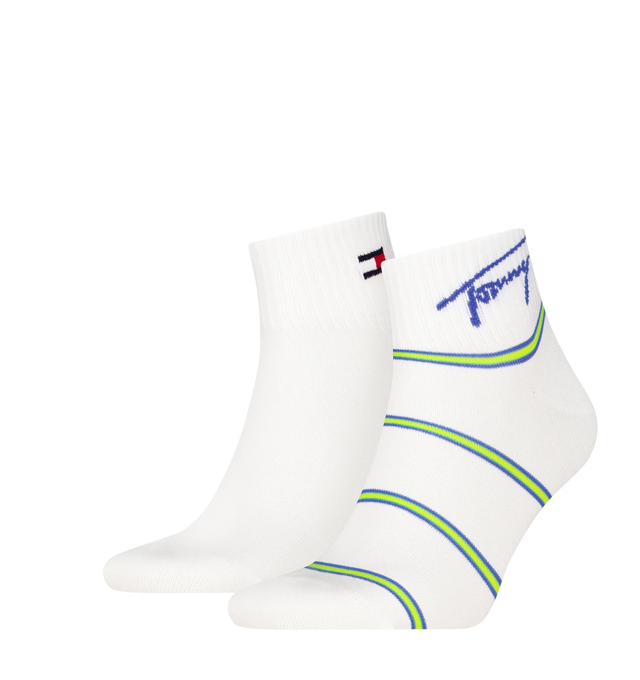 TOMMY HILFIGER - ponožky 2PACK TJ Breton stripe quarter white/yellow