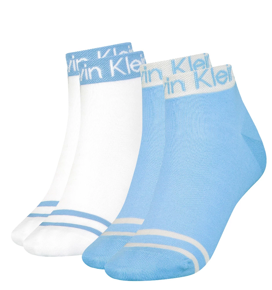 CALVIN KLEIN - 2PACK light blue combo quarter ponožky