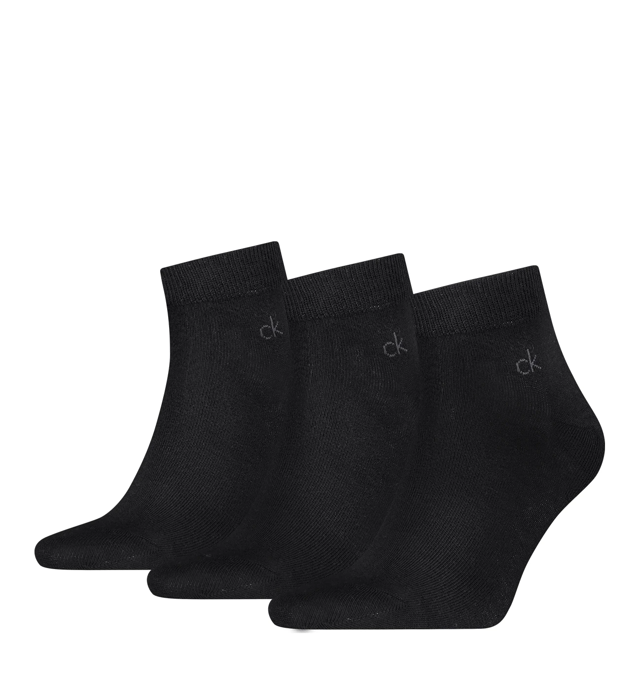 CALVIN KLEIN - pánske ponožky 3PACK quarter čierne s logom CK