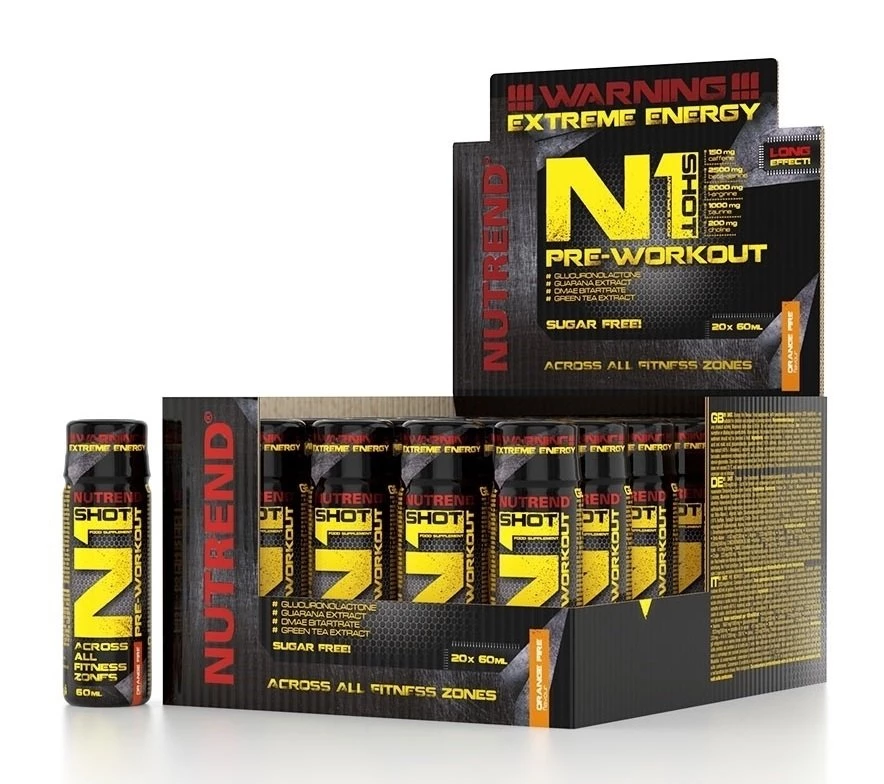 N1 Pre-Workout Shot - Nutrend 20 x 60 ml. Orange
