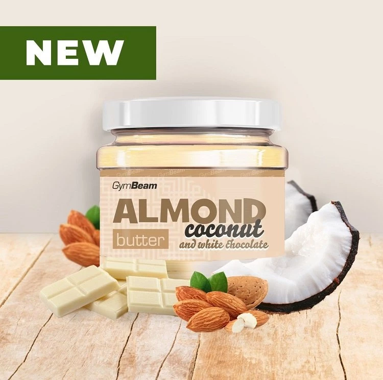 Almond Butter ochutené - GymBeam 340 g Coconut+White Chocolate