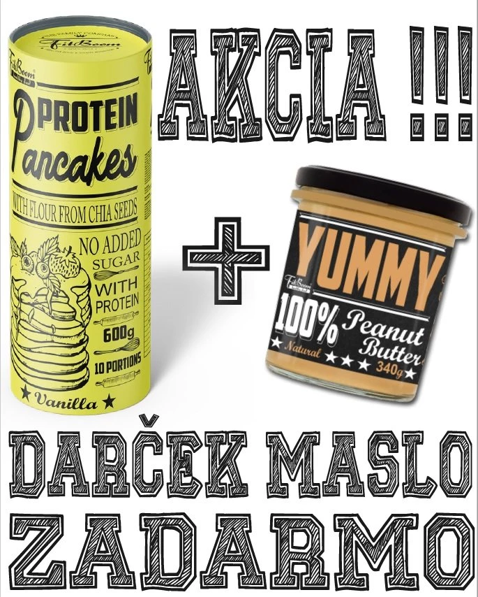 Protein Pancakes + Yummy Peanut Butter Zadarmo - FitBoom 600 g + 340 g Strawberry