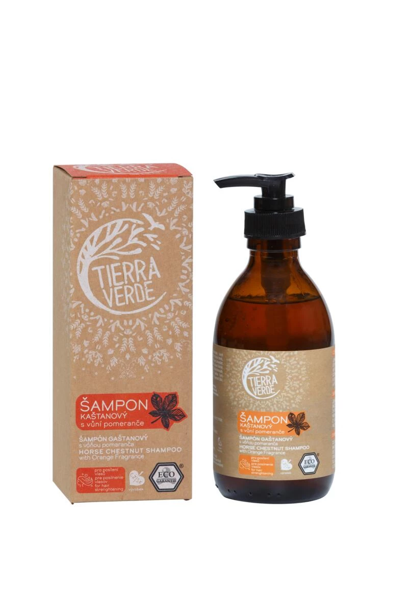 TIERRA VERDE -  Gaštanový šampón pre posilnenie vlasov s vôňou pomaranča, 230 ml
