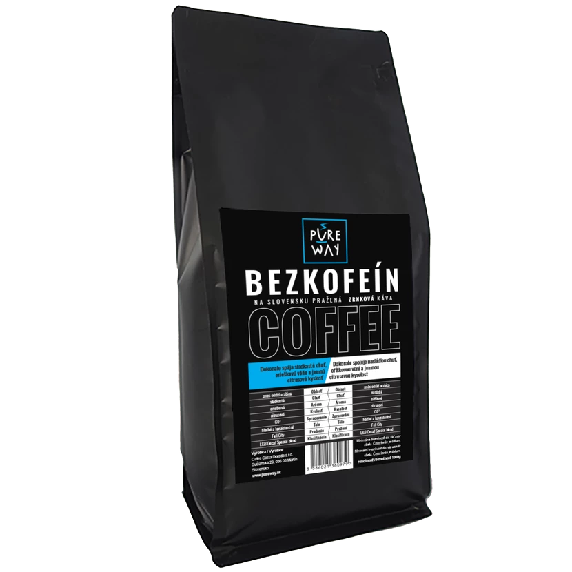Pure Way Bezkofeínová káva zrnková 1 kg