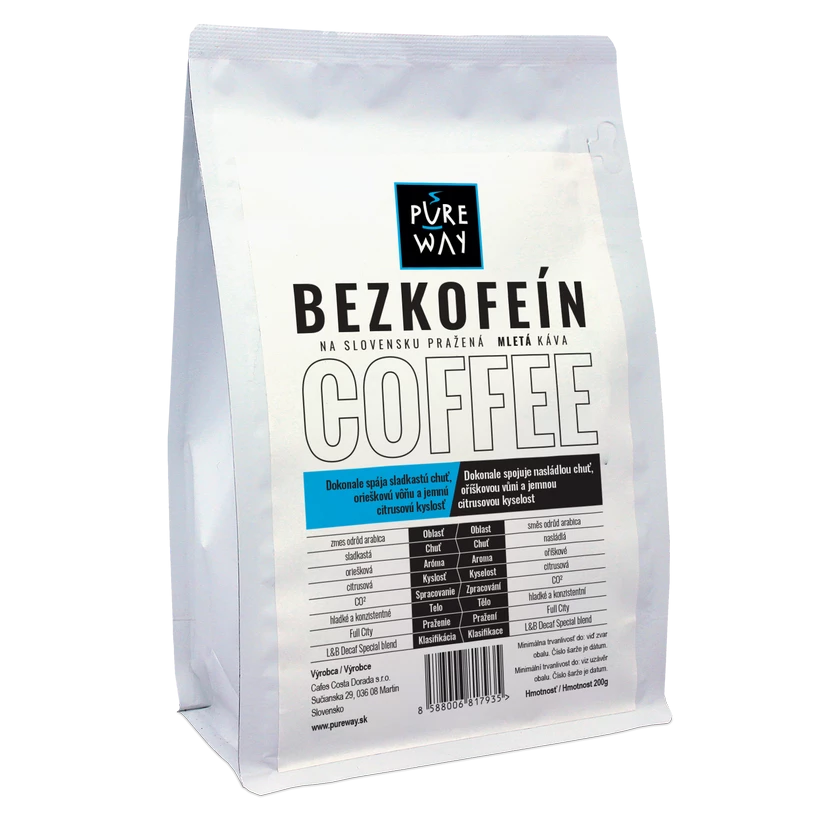 Pure Way Bezkofeínová káva mletá 200g