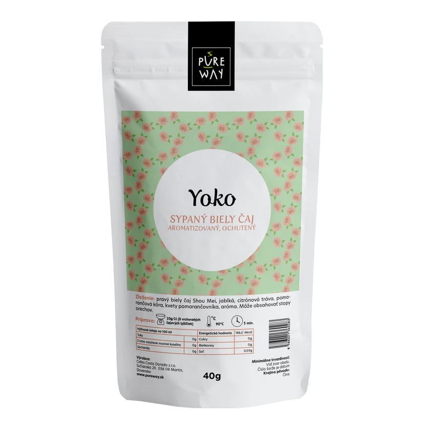 Pure Way YOKO sypaný biely čaj aromatizovaný, ochutený, 40 g