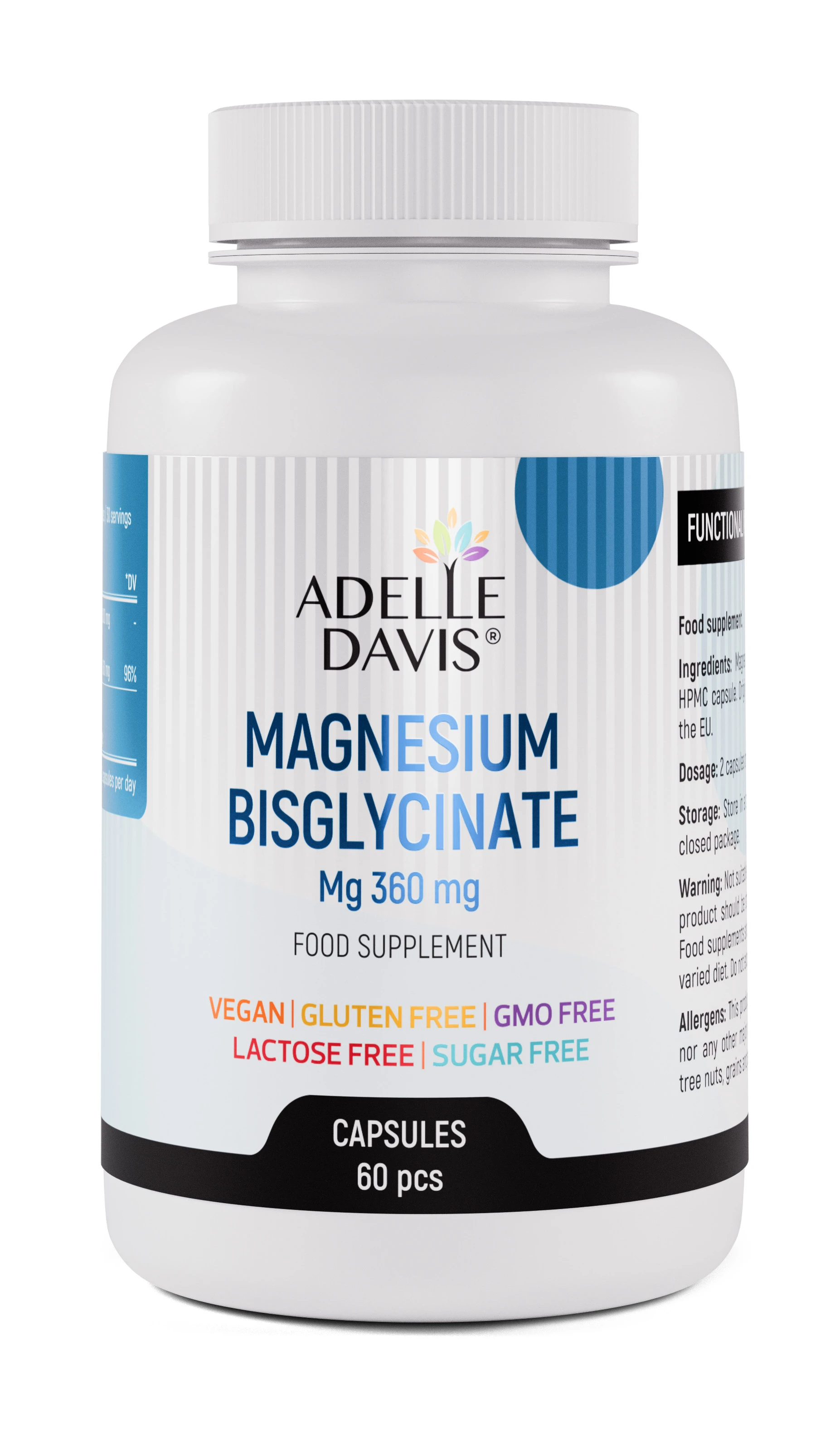 Adelle Davis - Magnézium Bisglycinát 360 mg, 60 kapsúl