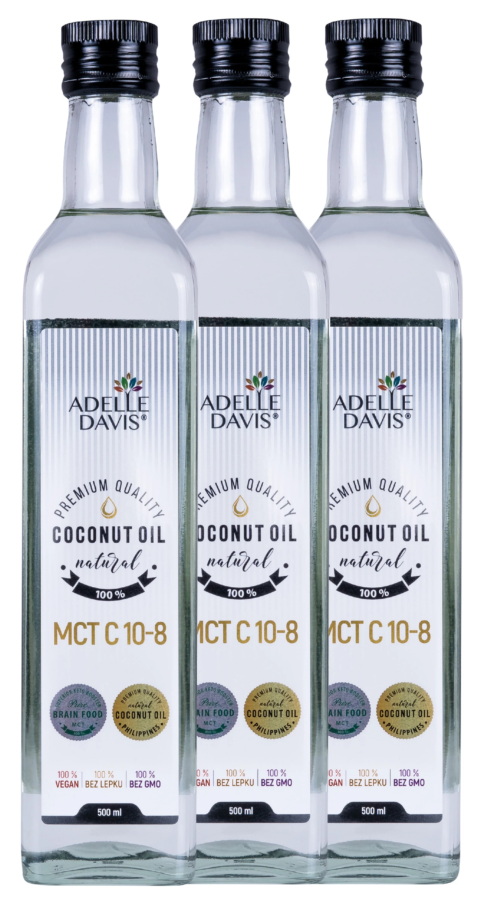 Adelle Davis - 3x MCT olej C10-8, 500 ml