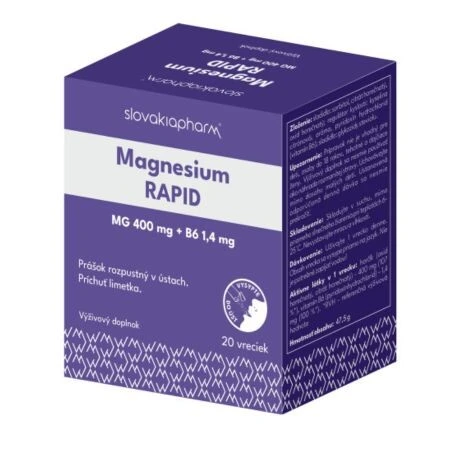 Slovakiapharm Magnesium RAPID prášok rozpustný v ústach, príchuť limetka, vrecká 20 ks