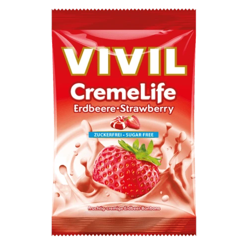 VIVIL Drops so smotanovo jahodovou príchuťou, bez cukru 60 g