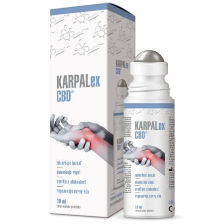 KARPALEX CBD Emulzia kovová masážna gulička 30 ml