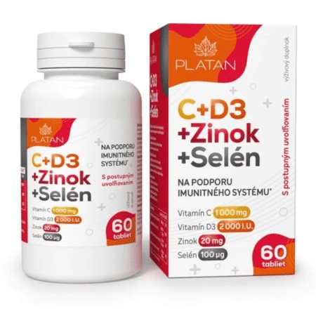 PLATAN C + D3 + Zinok + Selén s postupným uvoľnovaním 60 tabliet