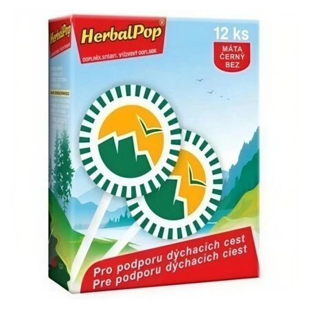 HerbalPop lízanka s obsahom bylín, príchuť mäta a čierna baza 12 ks