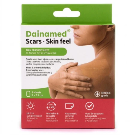 DAINAMED SCARS Skin feel tenká silikónová náplasť na jazvy 5x7,5 cm 1 x 5 ks