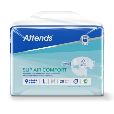 ATTENDS Slip Air Comfort 9 L plienkové nohavičky, obvod bokov 100-150 cm, savosť 2725 ml 28 ks