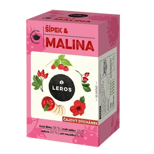LEROS Čajová chvíľka šípka a malina 20 x 2 g