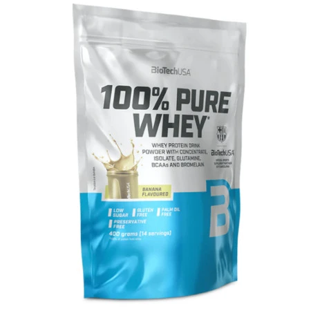 BIOTECHUSA 100 % Pure whey proteínový prášok banán 400 g