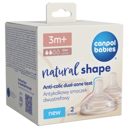 CANPOL BABIES Cumlík na fľašu natural shape 3m+ antikolikový 1 x 2 ks