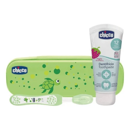 CHICCO Set zubná kefka a pasta zelený 12m+ set