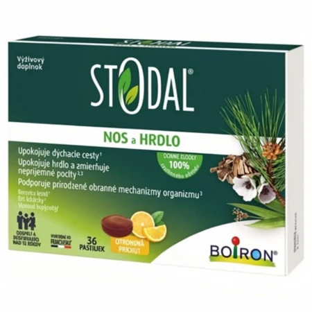 STODAL Nos a hrdlo pastilky citrónová príchuť 36 ks