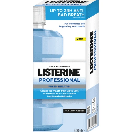 LISTERINE Professional fresh breath + ústna voda bez alkoholu 500 ml