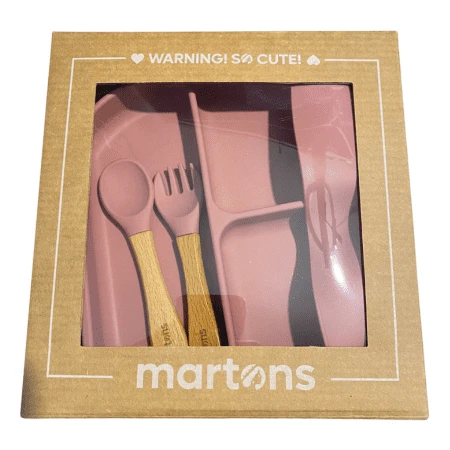 MARTONS Silikónová jedálenská sada 4-dielna dark pink set