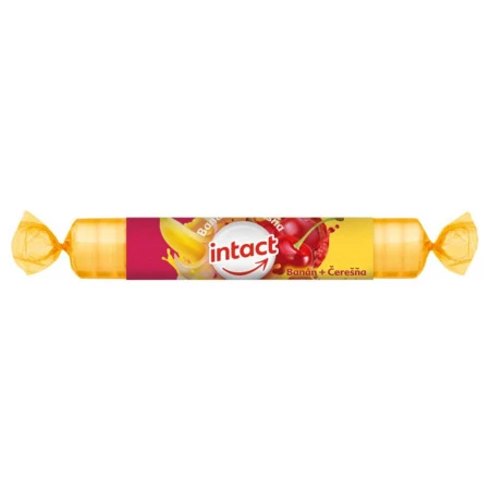 INTACT Hroznový cukor banán + čerešňa pastilky v rolke 40 g