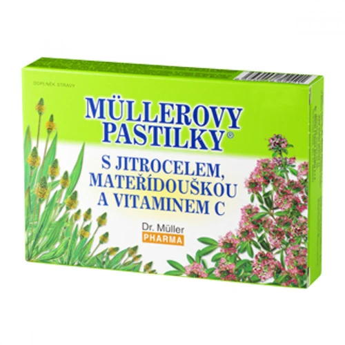 MÜLLEROVE PASTILKY so skorocelom, materinou dúškou a vitamínom C 24 kusov