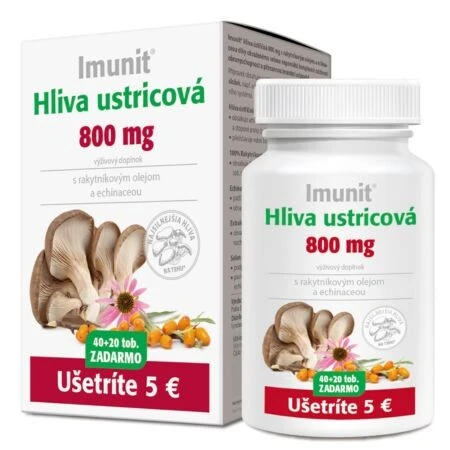 IMUNIT Hliva ustricová 800 mg s rakytníkom a echinaceou 40 + 20 kapsúl ZADARMO
