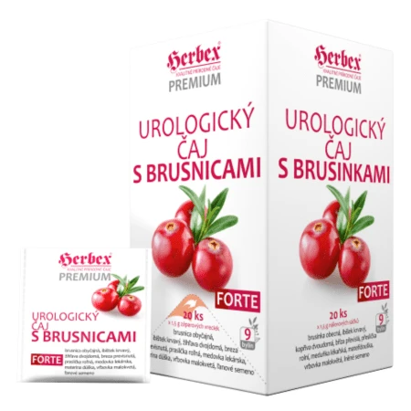 HERBEX Premium urologický čaj s brusnicami forte 20 x 1,5 g