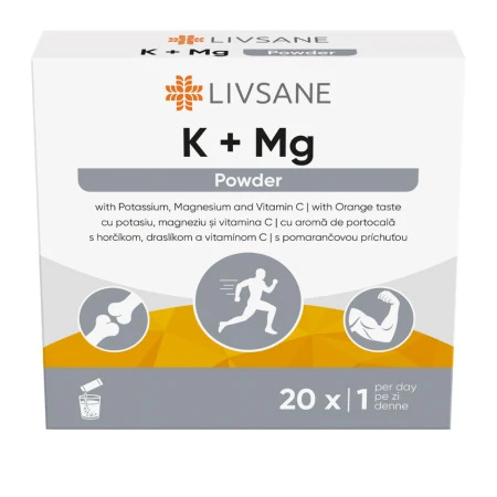 LIVSANE K + Mg draslík a horčík vrecúška s pomarančovou príchuťou 1 x 20 ks