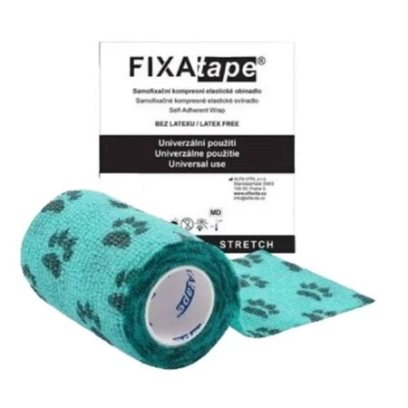 FIXAtape STRETCH Samofixačné elastické ovínadlo kompresné, farba modrá s labkami, 7,5x450cm 1 ks