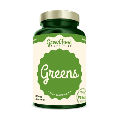 GREENFOOD Greens chlorella spirulina a zelený jačmeň 120 kapsúl