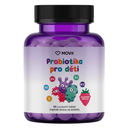MOVit Probiotika pre deti príchuť malina 60 tabliet