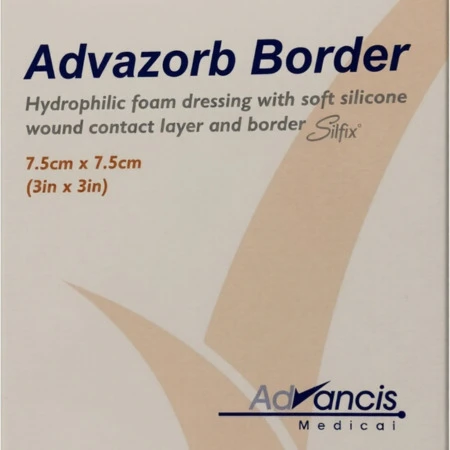 ADVAZORB Border krytie na rany samopriľnavé atraumatické 7,5 x 7,5 cm 10 ks