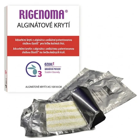 RIGENOMA Alginátové krytie s OzoilE 10 x 10 cm 1 x 5 ks