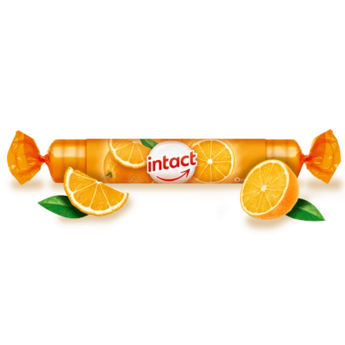 INTACT rolka hroznový cukor s vitamínom C pomaranč 40 g