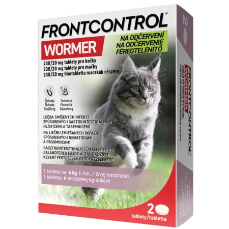 FRONTCONTROL Wormer tablety na odčervenie pre mačky 2 ks