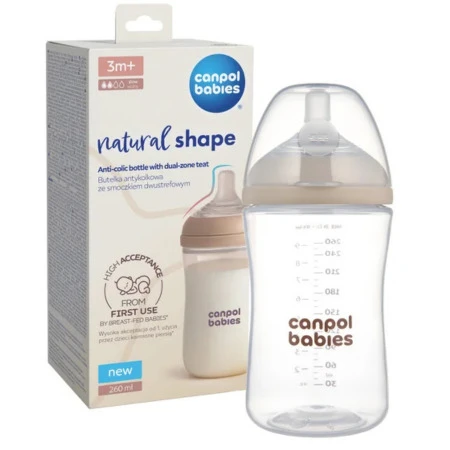 CANPOL BABIES Fľaša natural shape 3 m+ antikoliková 1 x 1 ks